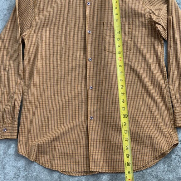 Stussy Shirt Mens Large Button Up Orange Long Sleeve Plaid Check Skater Pocket - Picture 2 of 10